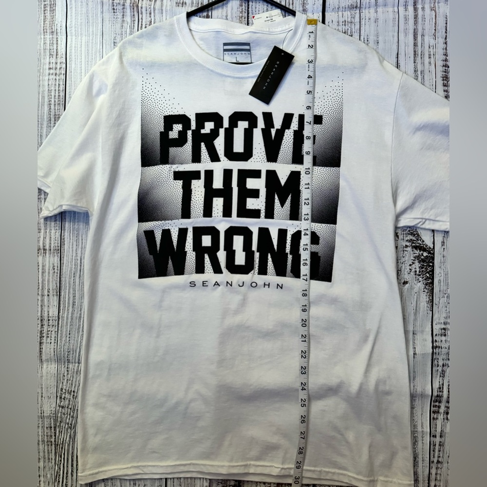 Sean John Prove Them Wrong Large Tshirt -White/Black